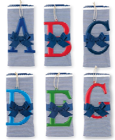 Mud Pie Blue Receiving Blanket & Initial